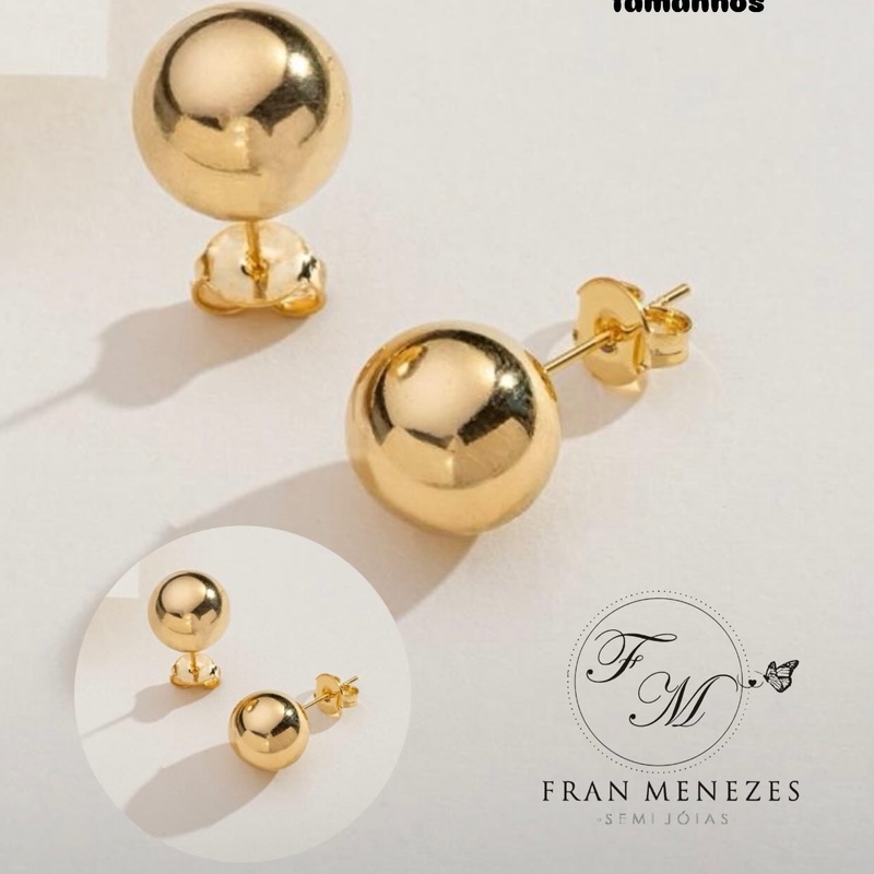 Brinco Bola Folheado a Ouro 18k