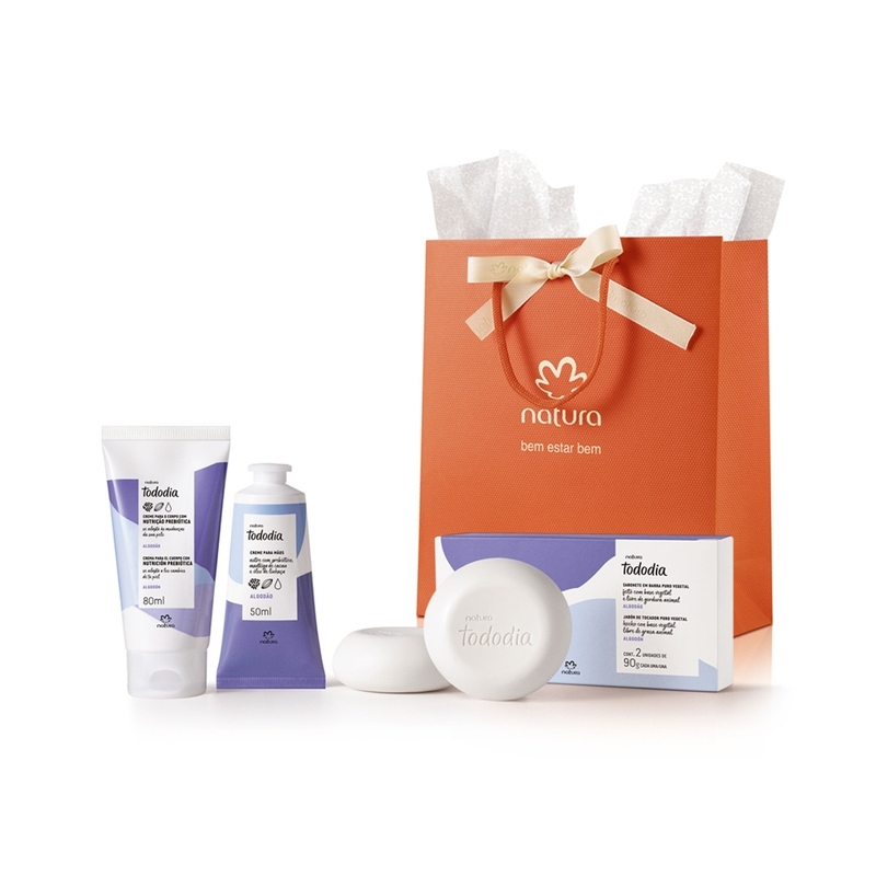 Presente natura tododia algodão cuidado essencial (Hidratante 200ml + Creme De Mão+ Caixa C/ 2 Sabonetes)