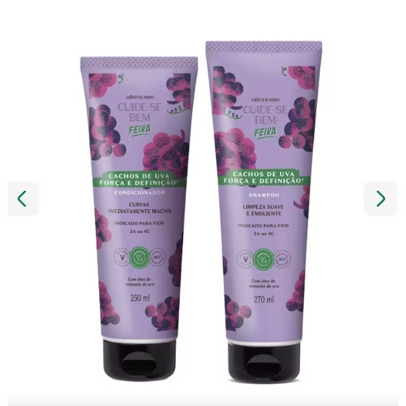 Combo Cuide-se Bem Feira Cachos De Uva: Shampoo 230ml + Condicionador 170ml - OBoticário