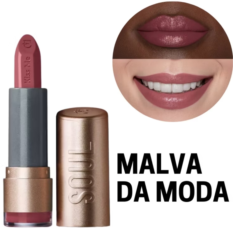 Batom Hidratante Malva da Moda Kiss Me 3,7g