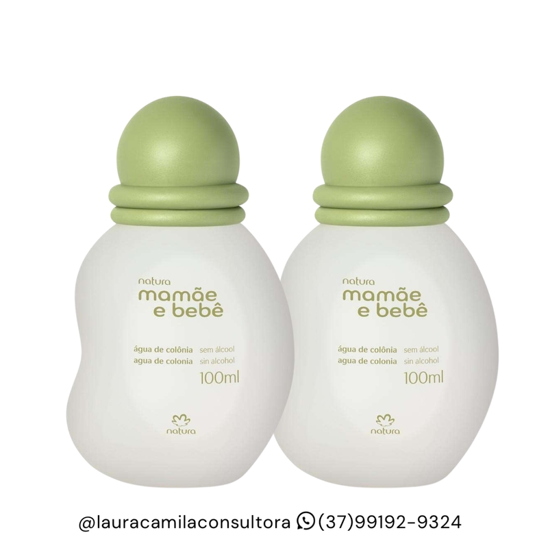 Combo com 2 unidades: Água de Colônia Sem Álcool Mamãe e Bebê 100ml