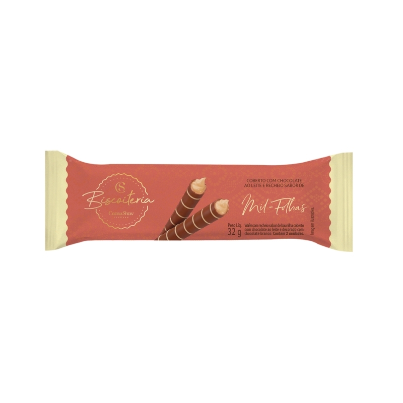 Wafer Recheado de Mil-Folhas Coberto com Chocolate ao Leite 32g