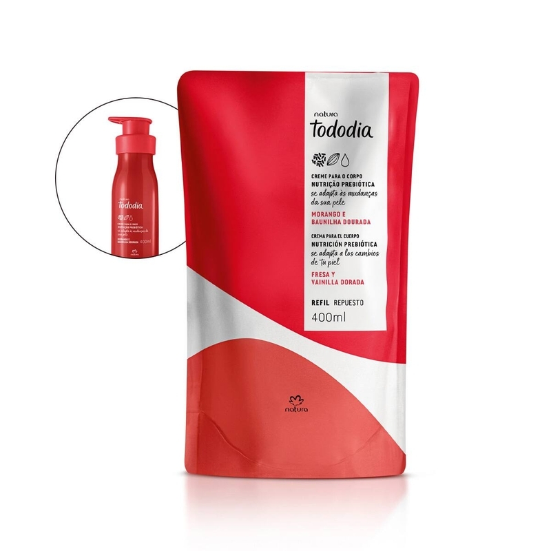 Refil Creme Desodorante Nutritivo Para o Corpo Morango e Baunilha Dourada - 400 ml