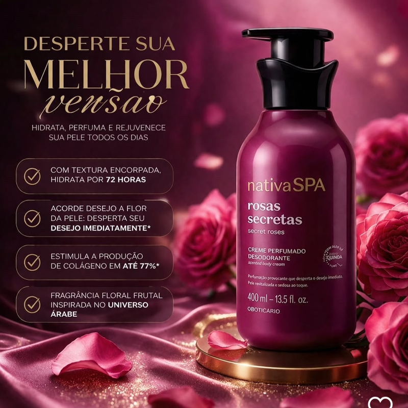 Loção Hidratante Desodorante Corporal Nativa SPA Rosas Secretas 400ml