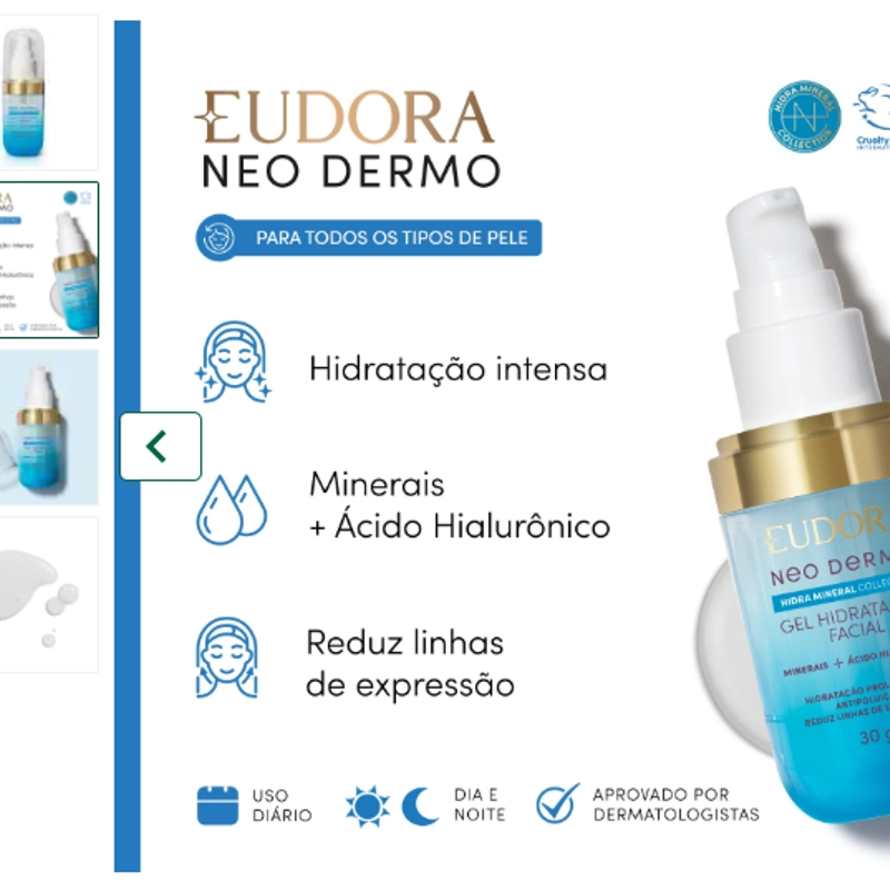 Gel Hidratante Facial Neo Dermo Hidra Mineral Collection 30g - foto 2