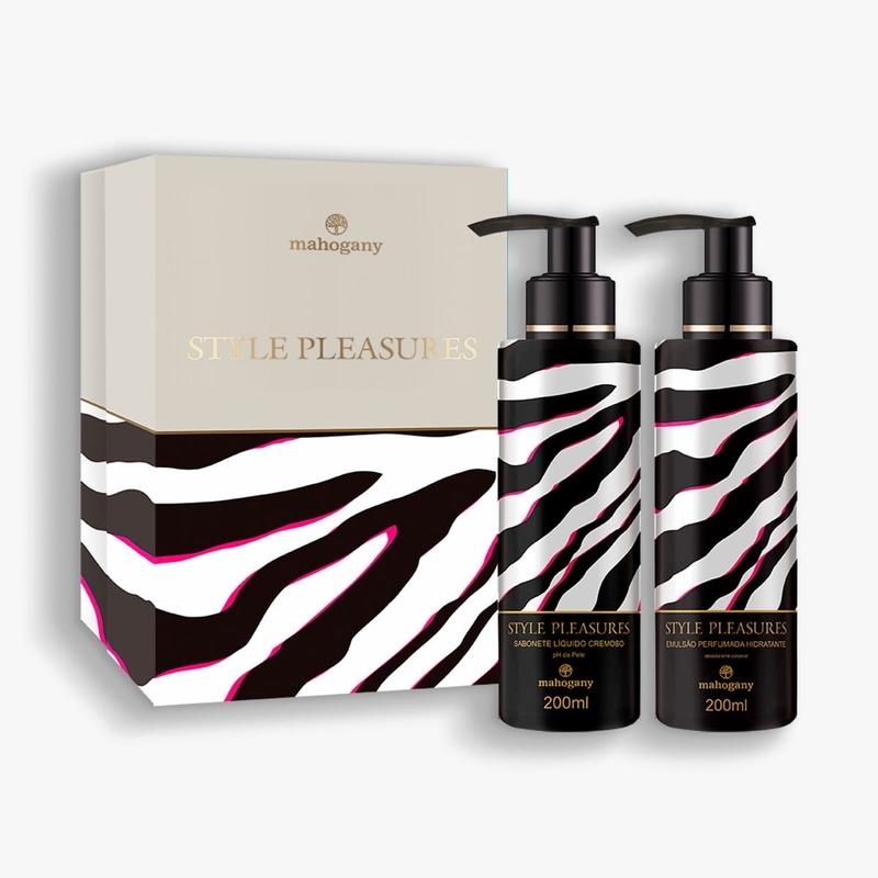 Kit Caixa Style Pleasures Sabonte Líquido e Hidratante Desodorante Corporal 200ml Mahogany