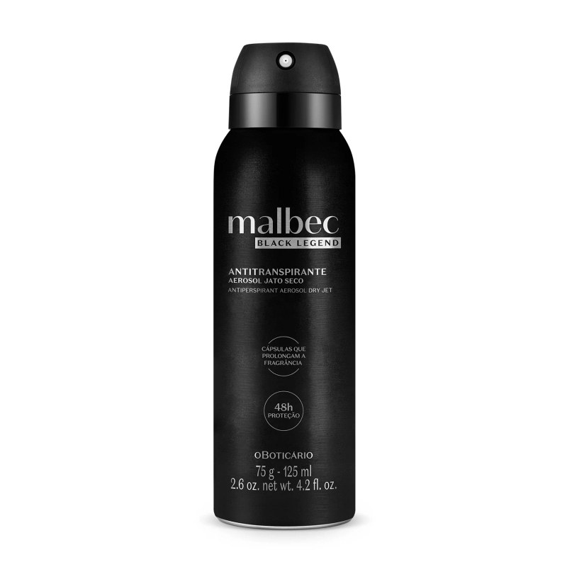 Desodorante Antitranspirante Aerossol Malbec Black Legend 75G/125Ml