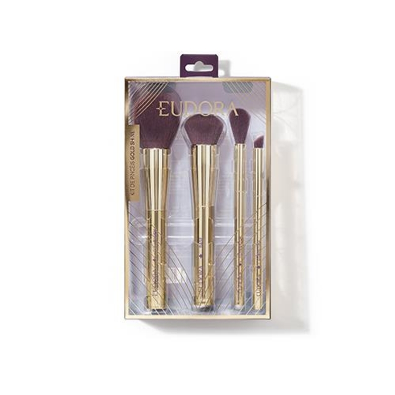 Kit de Pincéis para Maquiagem Festa Gold Shine