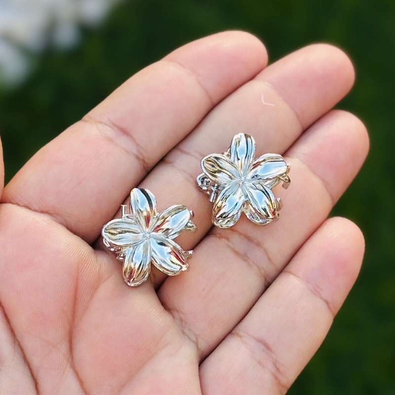 Par Presilha Metal Hibisco PP Dourada/prata