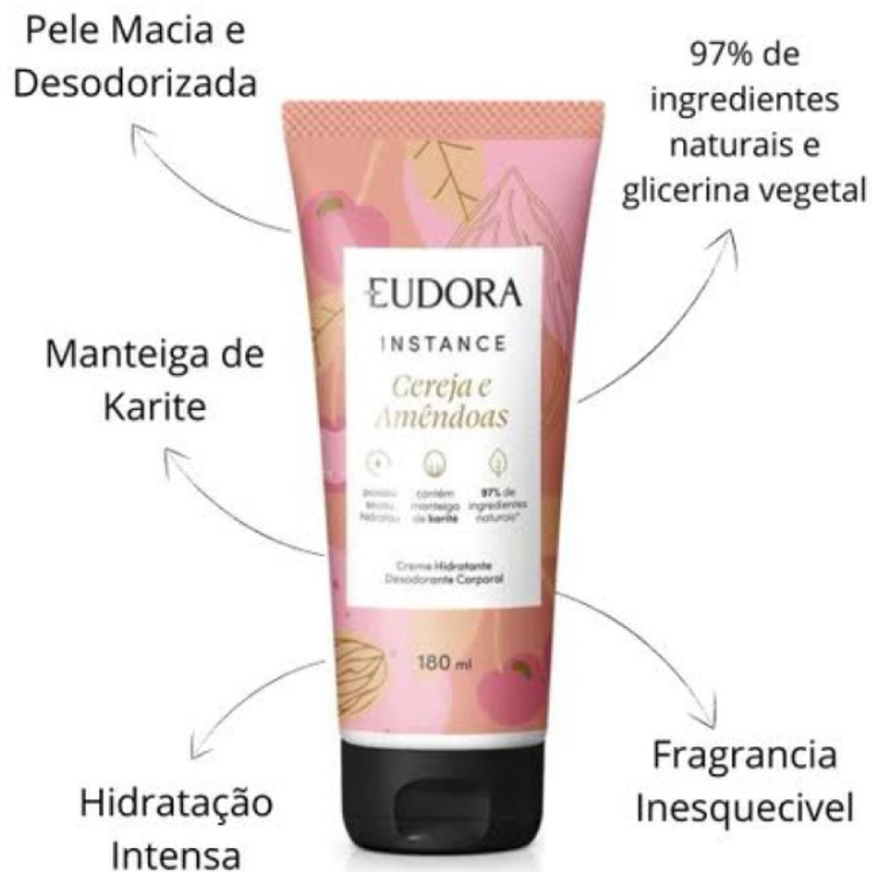 Creme Hidratante Desodorante Corporal Instance Cereja e Amêndoas 180ml