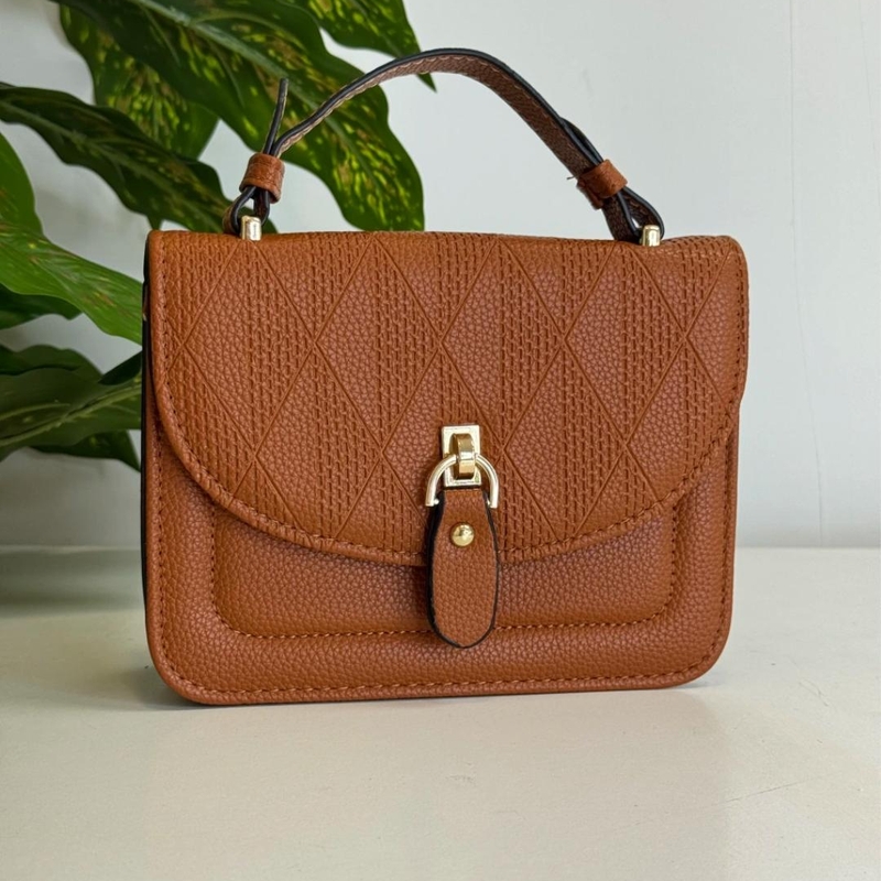 Bolsa Estruturada Com Alça de Mão com Detalhes Dourados (múltiplas cores) - foto 5
