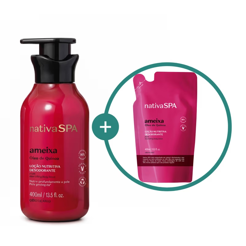 Combo Nativa SPA Ameixa: Loção Corporal 400ml + Refil 400ml