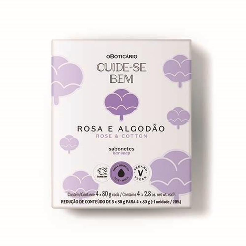 Sabonete Cuide-Se Bem Rosa E Algodão 4X80g cada