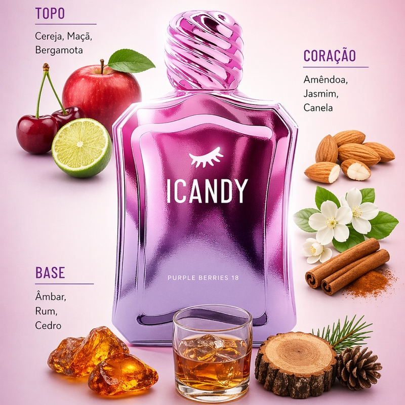Colônia ICANDY PURPLE BERRIES 18 100ML