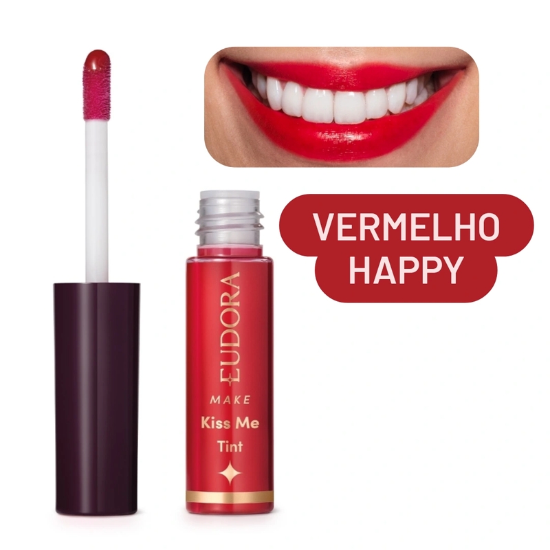 Batom Líquido Vermelho Happy Eudora Make Tint Mood