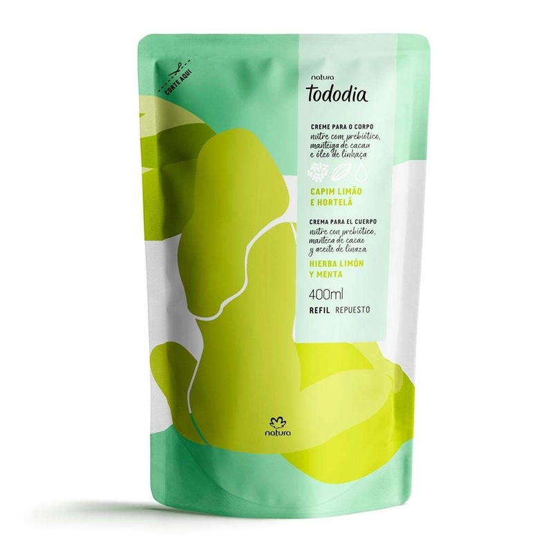 Refil creme desodorante nutritivo para o corpo capim limão e hortelã - 400 ml - 400 ml