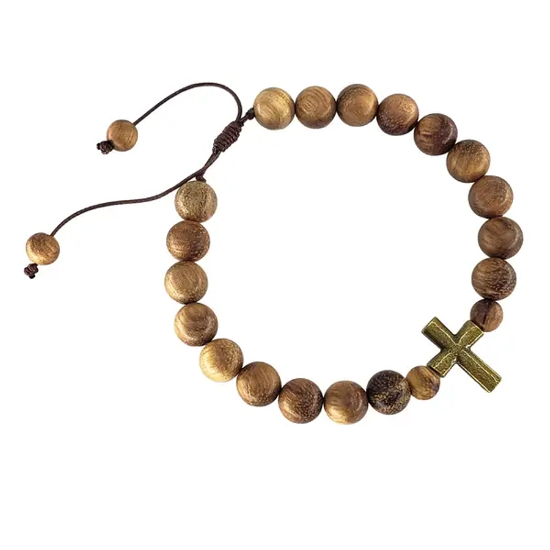 Pulseira Regulável - Cruz - Madeira