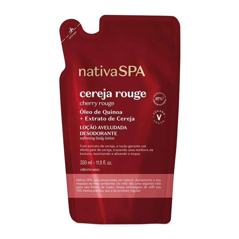 Refil Loção Aveludada Desodorante Corporal Nativa Spa Cereja Rouge 350Ml