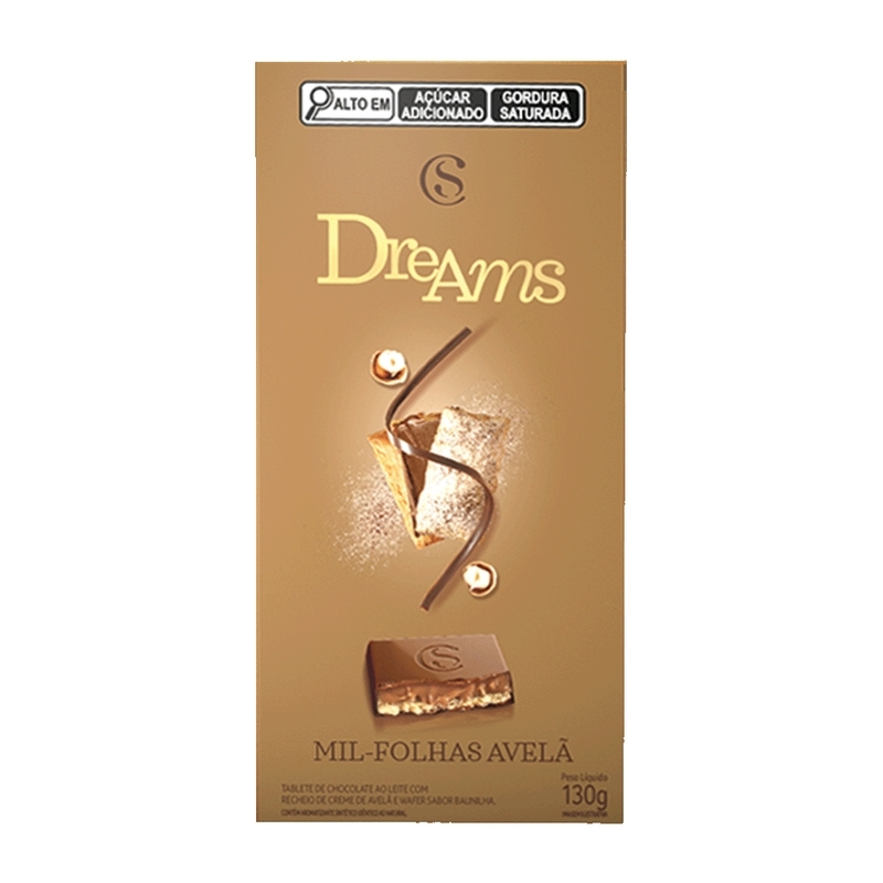 Tablete Dreams Mil Folhas Avelã 130g