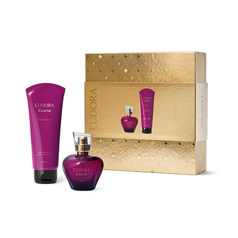 Kit Presente Natal Kiss Me Cabernet: Desodorante Colônia 50Ml + Loção Perfumada Desodorante Corporal 100Ml