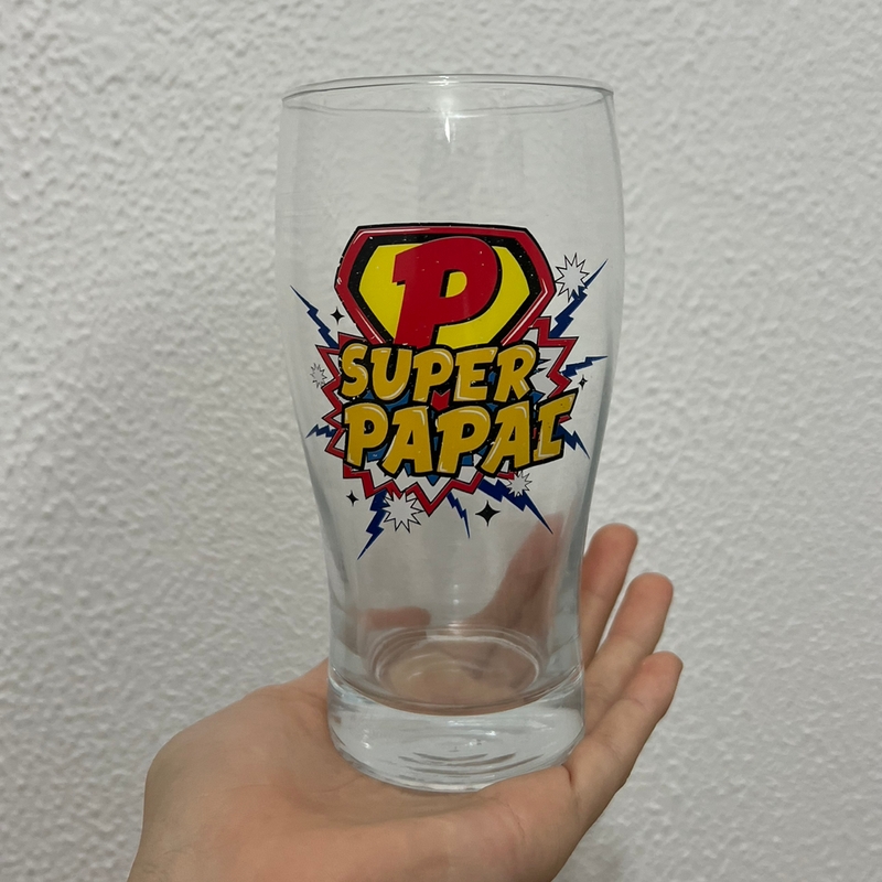 Copo de Vidro “Super Papai” 580ml *Brinde Chaveiro Abridor De Garrafas