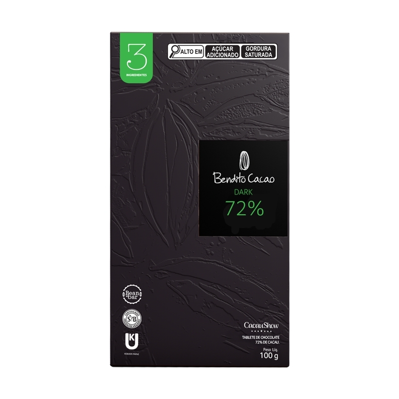 Tablete Bendito Cacao de Chocolate 72% Cacau 100g