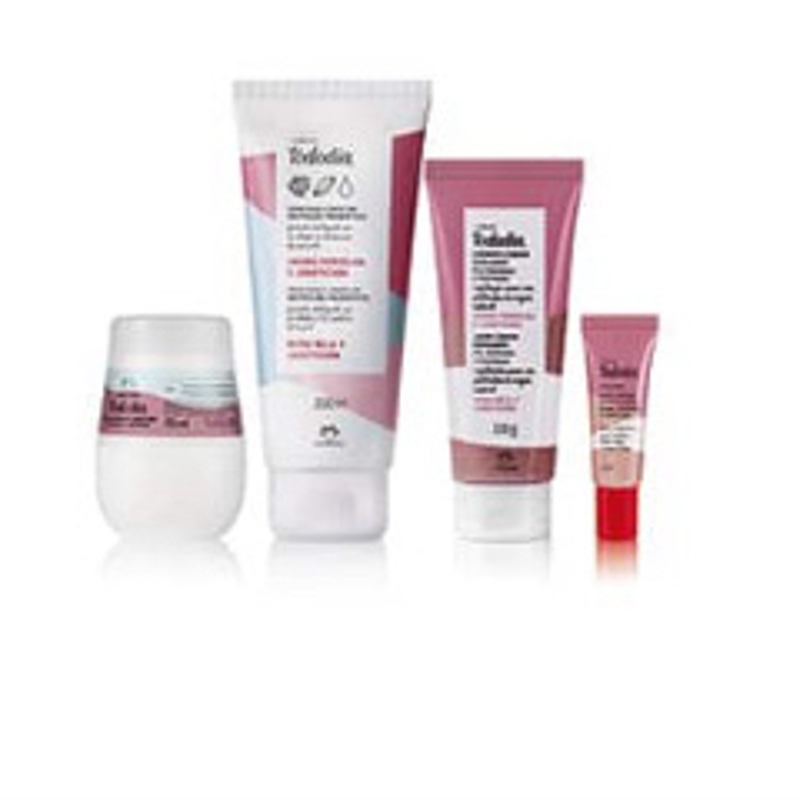 Kit tododia amora vermelha e jabuticaba - 1 Sabonete líquido esfoliante para o corpo - 100 g + 1 Creme desodorante nutritivo para o corpo - 200 ml + 1 Gloss labial - 10 ml + 1 Desodorante antitranspirante roll-on - 70 ml