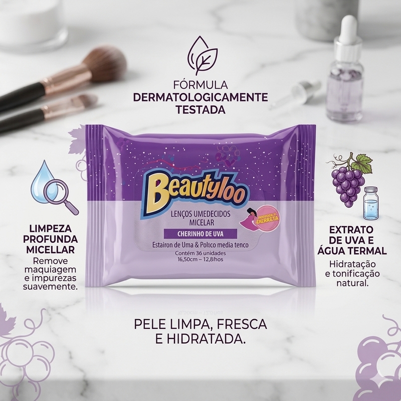 Lenços Umedecidos Micelar Beautyloo de Uva - foto 2