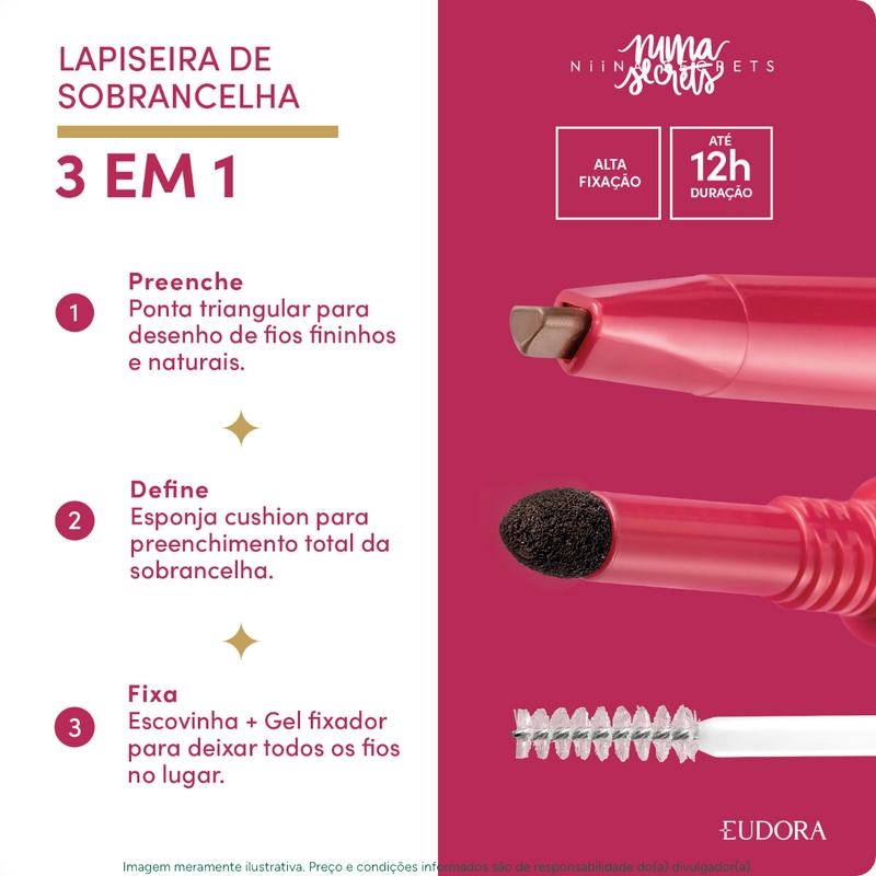 Lapiseira de Sobrancelha 3 em 1 Média Niina Secrets 1,1g - foto 2