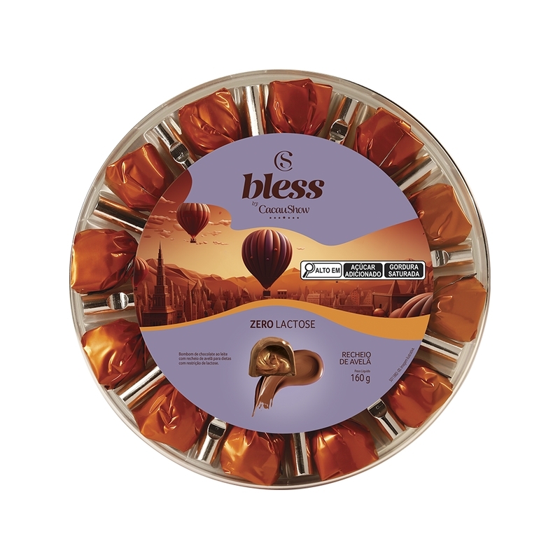 Caixa de Bombom Bless Zero Lactose Avelã 160g
