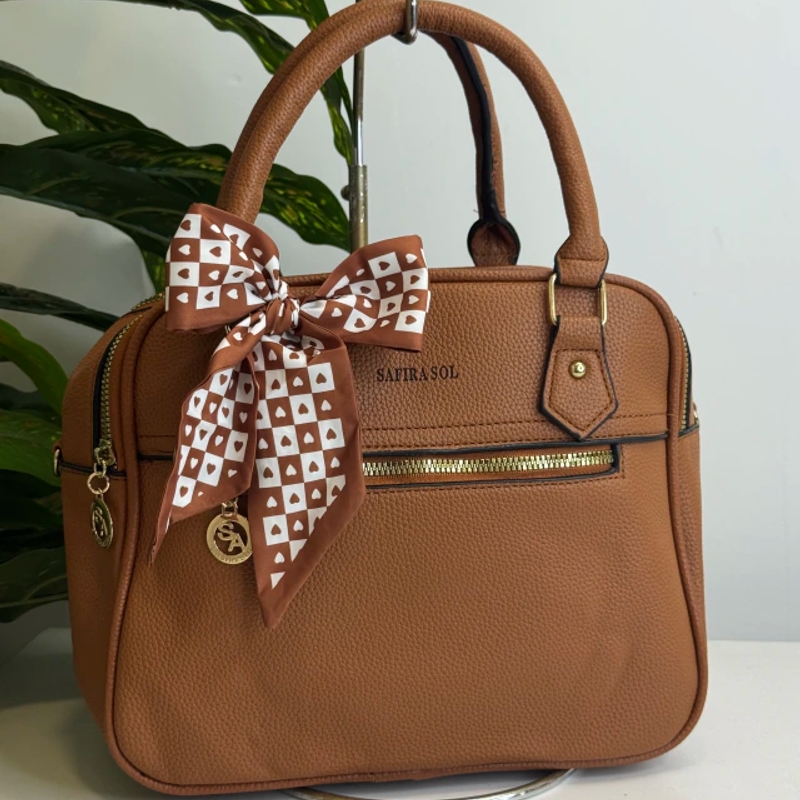 Bolsa 2 Compartimentos com Laço Caramelo/Marrom