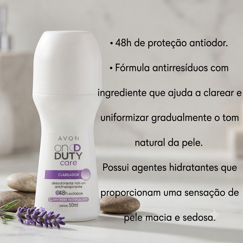 Desodorante Roll On Avon On Duty Care Clareador Original 48ml - foto 3