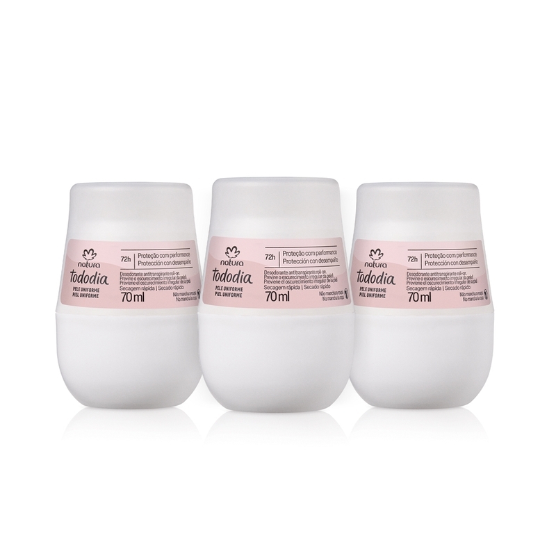 Kit Desodorante Antitranspirante Roll-on Tododia Pele Uniforme (3 unidades) - 3 un de 70 ml