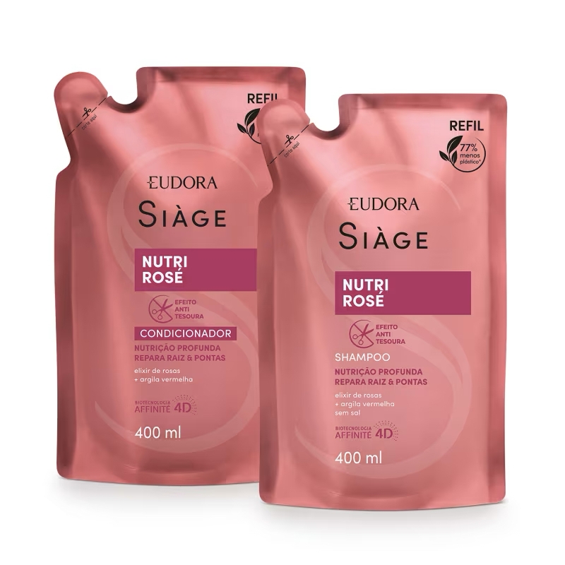 Combo Refil Siàge Nutri Rose: Shampoo 400ml + Condicionador 400ml - Eudora