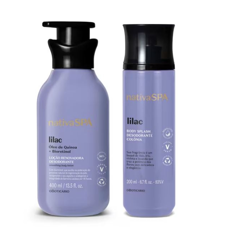 Combo Nativa Spa Lilac: Loção Corporal 400ml + Body Splash 200ml