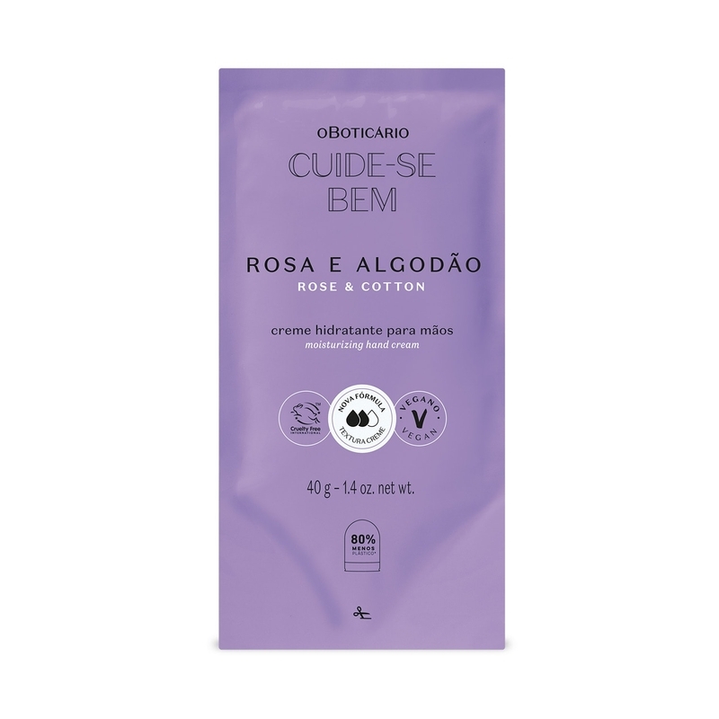 Refil Creme Hidratante Para Mãos Cuide-Se Bem Rosa E Algodão 40G