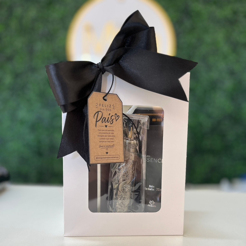 Presente Dia dos Pais Banho e Barba Essencial Natura (Balm Pós-barba Essencial + 2 Sabonetes Essencial + Máquina de Barba e Cabelo)