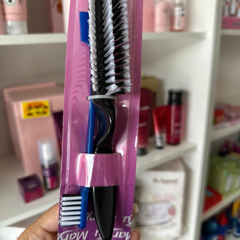 Escova Penteado Preto Com Azul