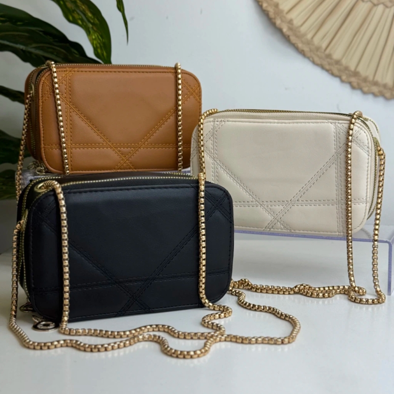 Bolsa com 2 Zíperes Ingrid (Múltiplas cores)