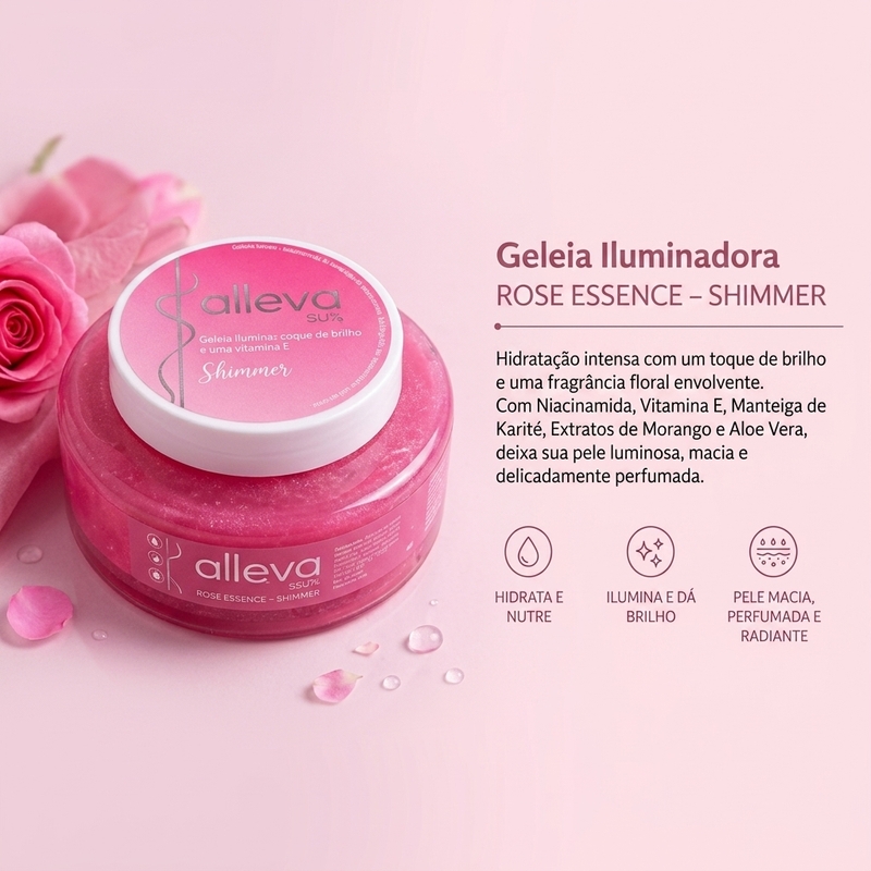 Geleia Iluminadora Corporal Shimmer Rose Essence - 250ml - foto 2
