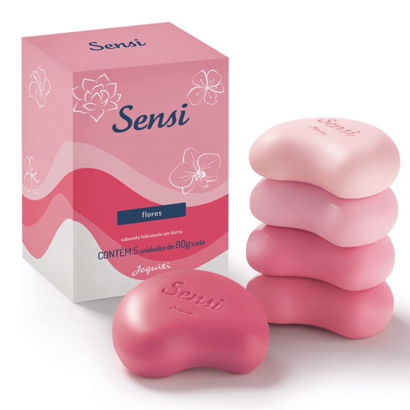 Sabonete Hidratante em Barra Sensi Flores Jequiti 5 x 80 g