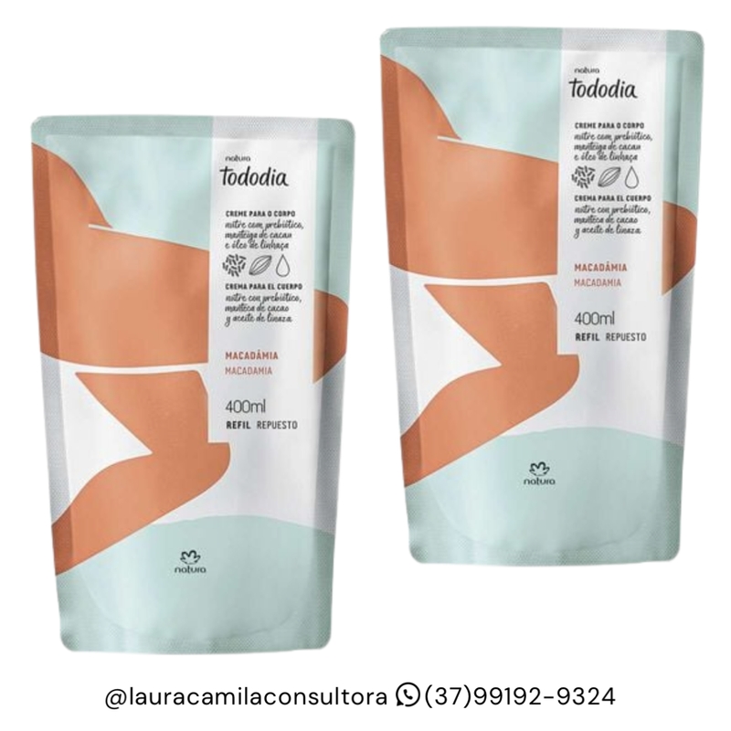 Combo Refil Hidratante Corporal Natura Macadâmia 2un De 400ml Cada