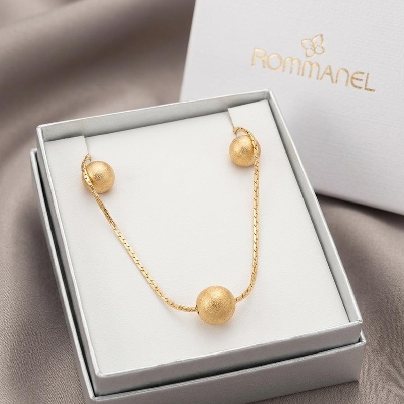 CONJUNTO ROMMANEL BRINCO E COLAR. BOLA FOSCA