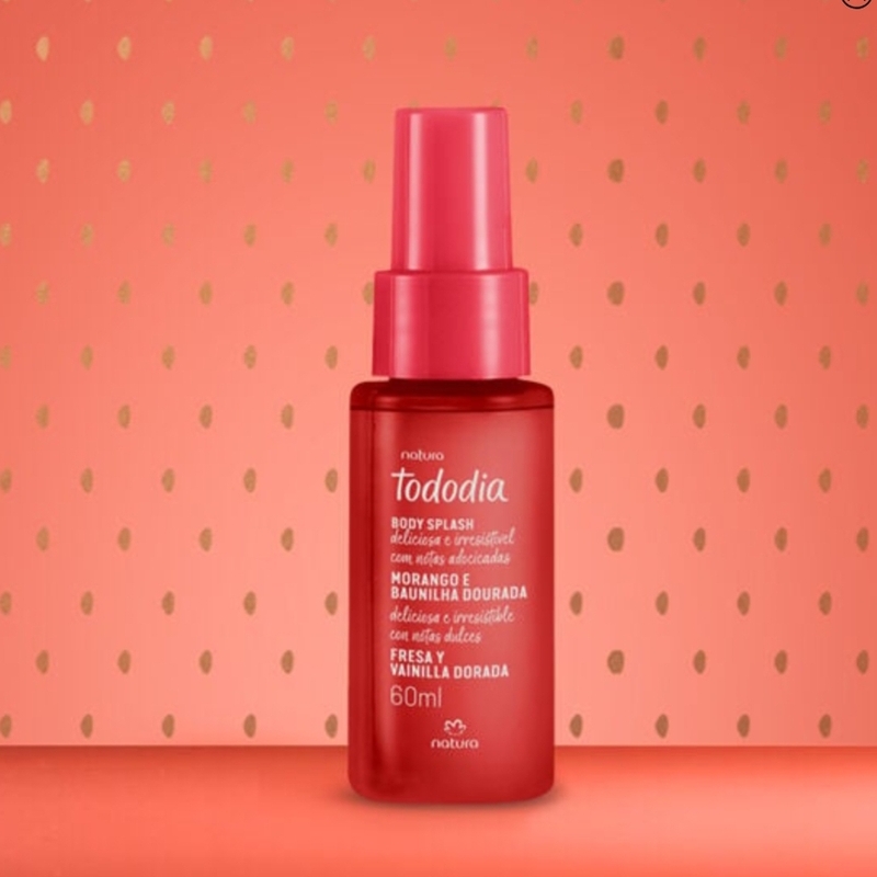 Tododia Body Splash Morango E BAUNILHA Dourada 60ml