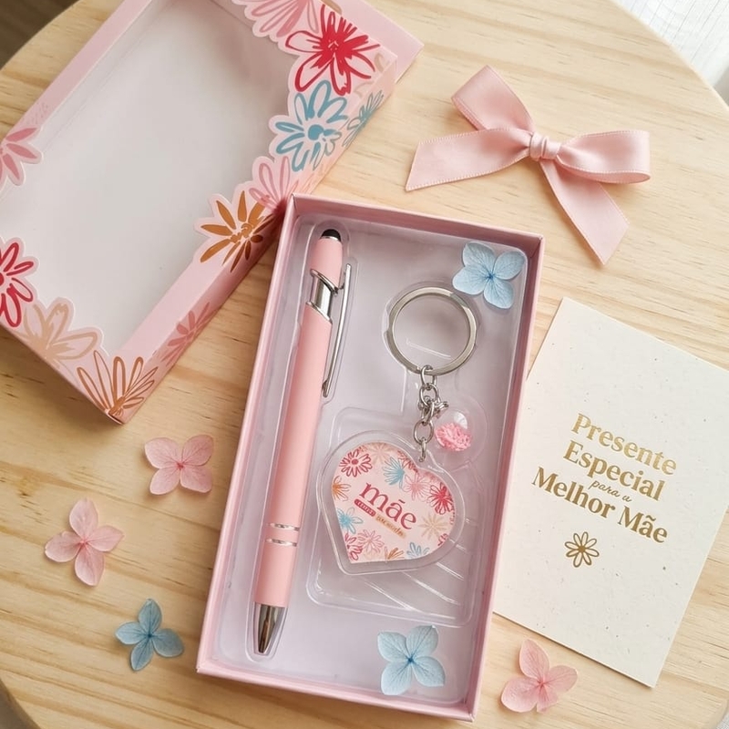 Kit de caneta com chaveiro