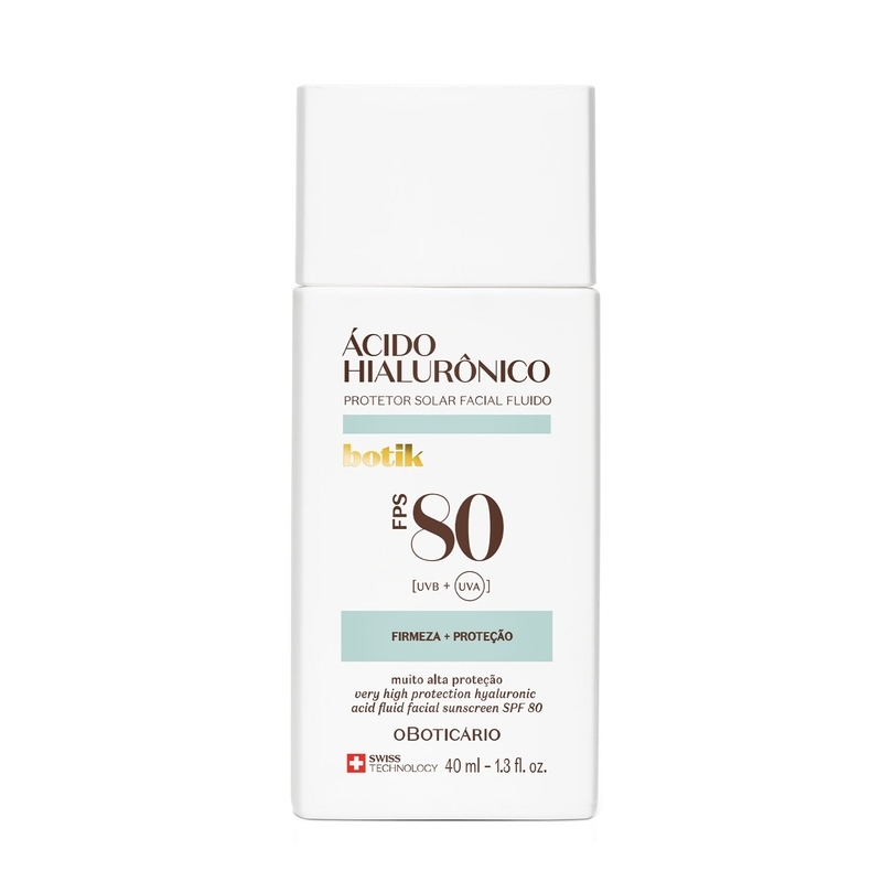 Protetor Solar Facial Fluido Fps 80 Botik Ácido Hialurônico 40Ml