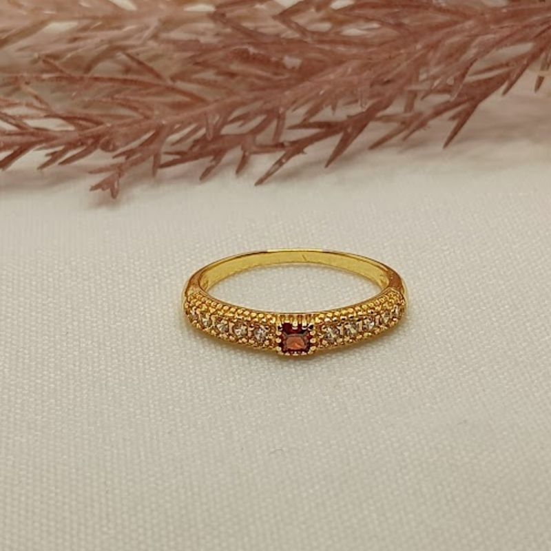 Anel Ouro 1 Zircônia Verm