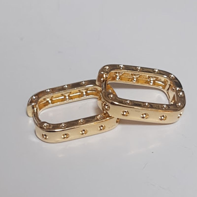 Argola Ouro Quadrada com Furinhos 2,0cm