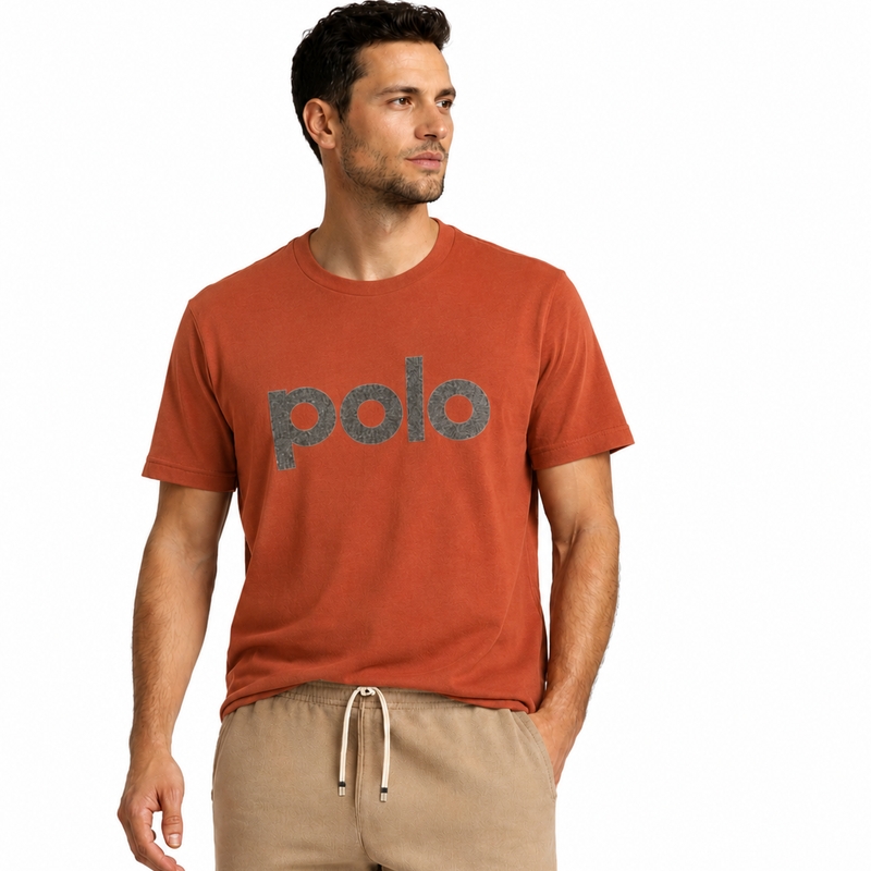 Camiseta M/C Estampa Zegna Cor Terra Cota G