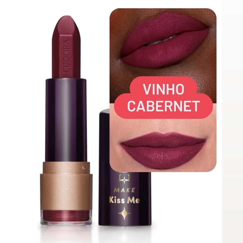Batom Matte Vinho Cabernet Eudora Make Kiss Me 3,7g